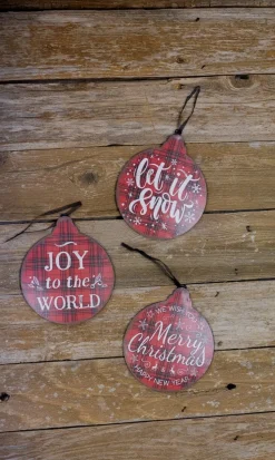8.6” Metal Buffalo Check Christmas Ornaments