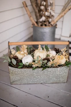 22” Metal Container with Harvest Arrangement