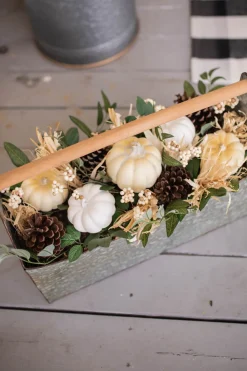 22” Metal Container with Harvest Arrangement