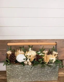 22” Metal Container with Harvest Arrangement