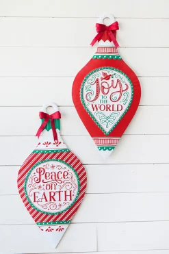 22.8" Metal Embossed Holiday Wall Sign