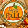 8" Metal Happy Fall/Pumpkin