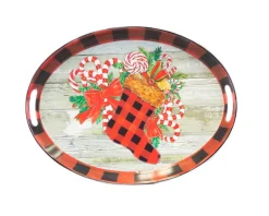 20.5” Metal Holiday Design Tray
