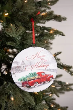 6.6” Metal Holiday Winter Scene Ornament