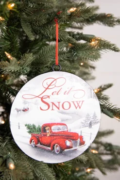 6.6” Metal Holiday Winter Scene Ornament
