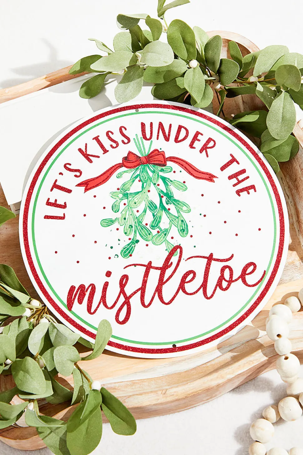 12" Metal "Lets Kiss Under the Mistletoe" Sign