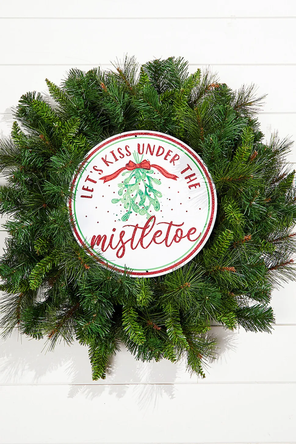 12" Metal "Lets Kiss Under the Mistletoe" Sign