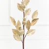 24" Metallic Gold Pomegranate Leaf Spray