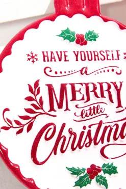 7" Metal Merry Christmas Ornament Sign