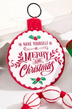 7" Metal Merry Christmas Ornament Sign