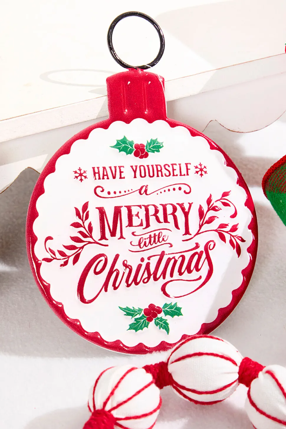 7" Metal Merry Christmas Ornament Sign