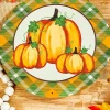 12" Metal Pumpkin/Plaid