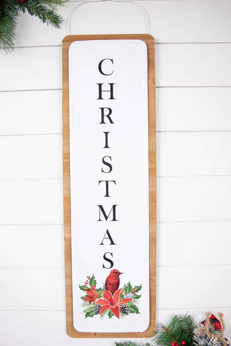 31.5” Metal & Wood Christmas Wall Decor
