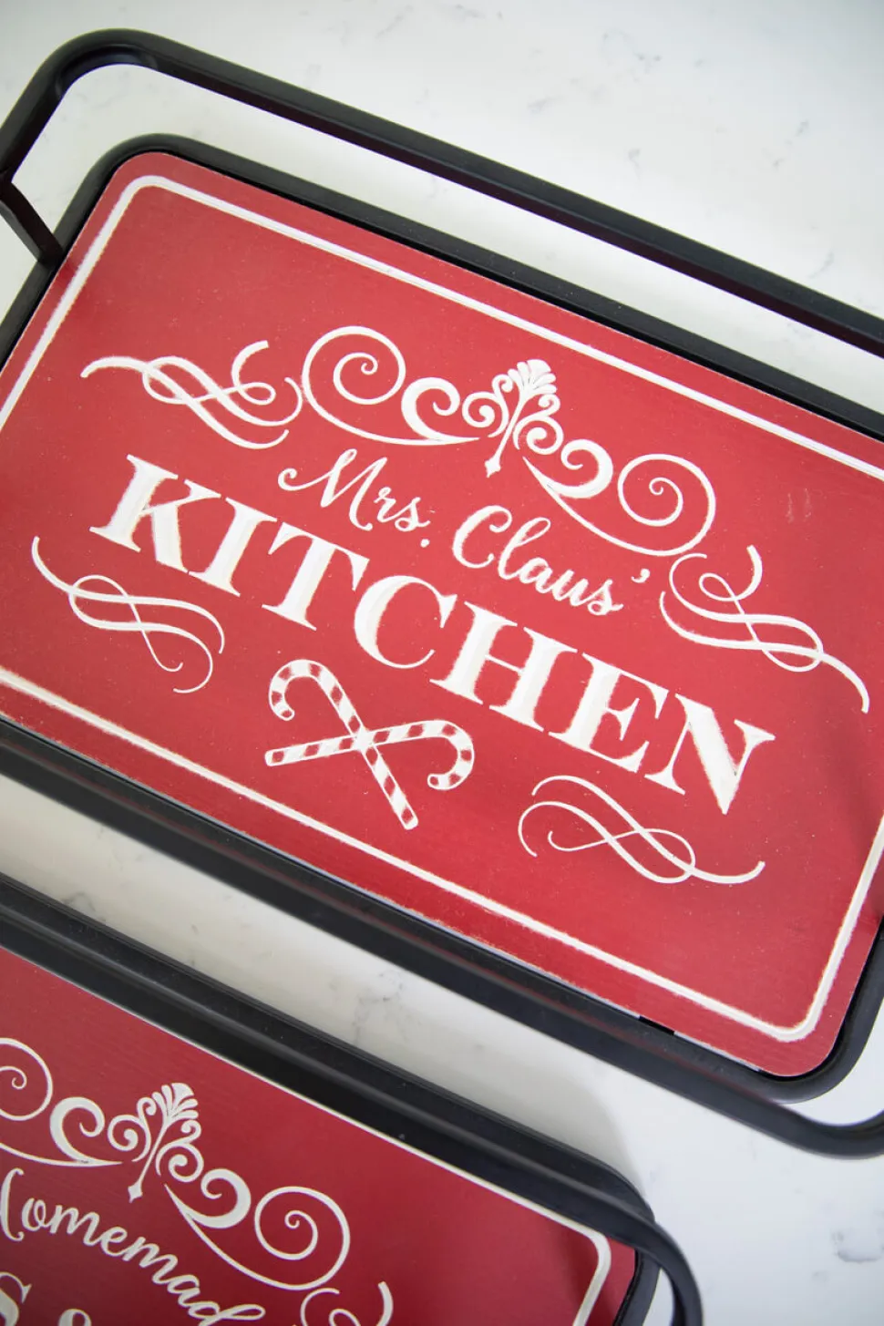 Metal & Wood Engraved Holiday Trays - Set of 2