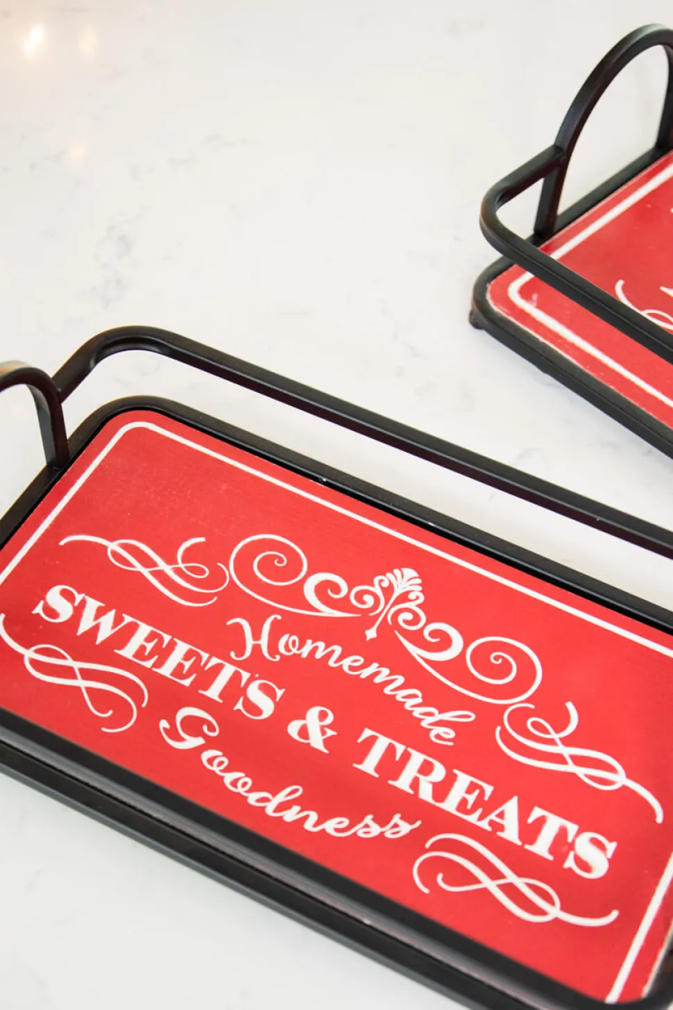 Metal & Wood Engraved Holiday Trays - Set of 2