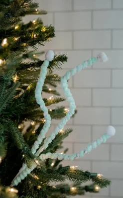 25” Mini Cottonball Peppermint Christmas Spray - Green/White