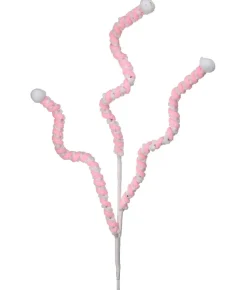 25” Mini Cotton Ball Peppermint Christmas Spray - Pink/White