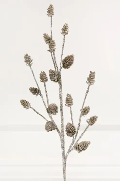 28" Mini Glitter Pinecone Spray