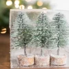 5" Mini Green Bottlebrush Trees - Set of 3