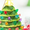 3" Mini Nostalgic Tree Ornaments - Green with Multi Lights