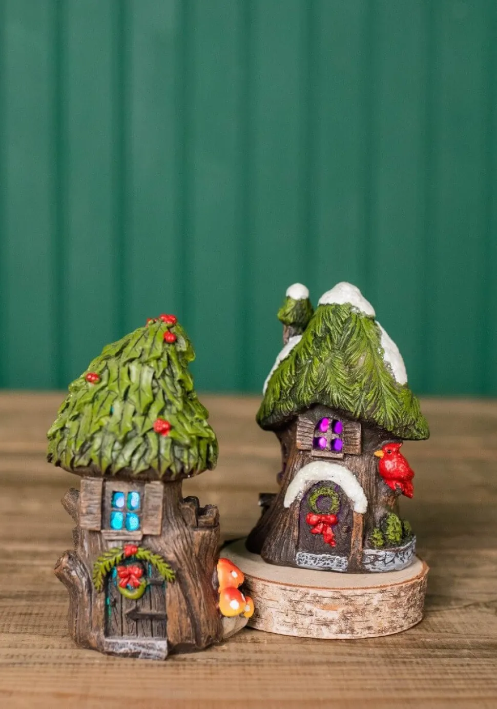 4.5” Mini Resin Light Up Holly Tree House