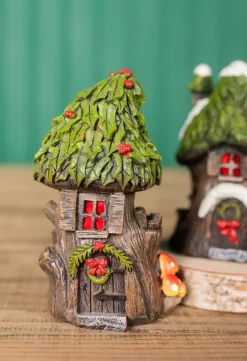 4.5” Mini Resin Light Up Holly Tree House