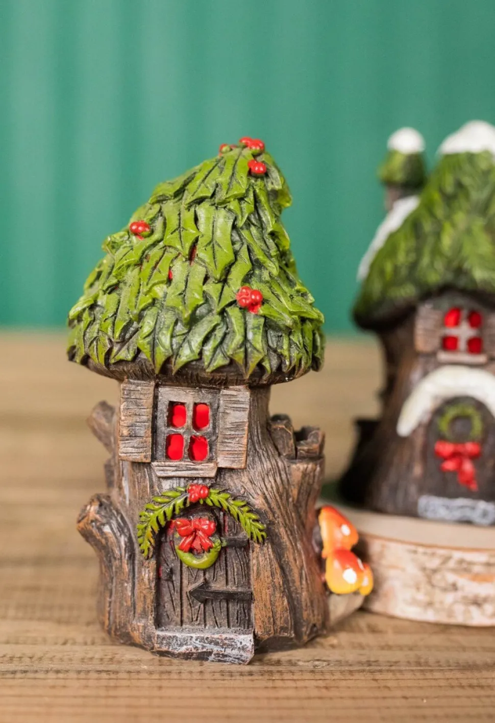 4.5” Mini Resin Light Up Holly Tree House