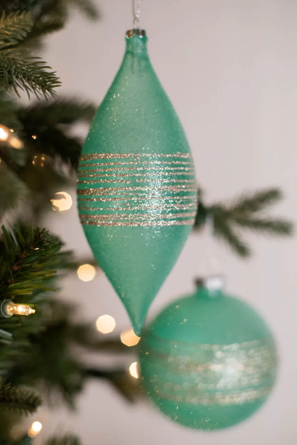 4-7" Mint Glitter Sweet Shoppe Ornament - 3 Pc/Box