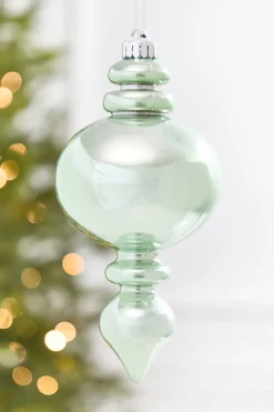 9" Mint Pearlescent Finial Ornament