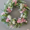 24" Mixed Flower Wreath - Pink, White & Green