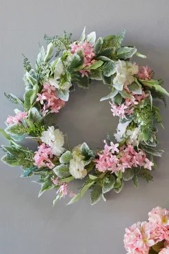 24" Mixed Flower Wreath - Pink, White & Green