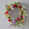 24" Mixed Flower Wreath - Red, Purple & Green