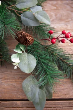 29” Mixed Pine Berry Pinecone Spray