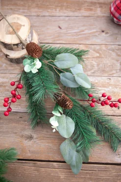29” Mixed Pine Berry Pinecone Spray