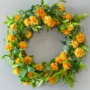 24" Mix Foliage Yellow Flower Wreath