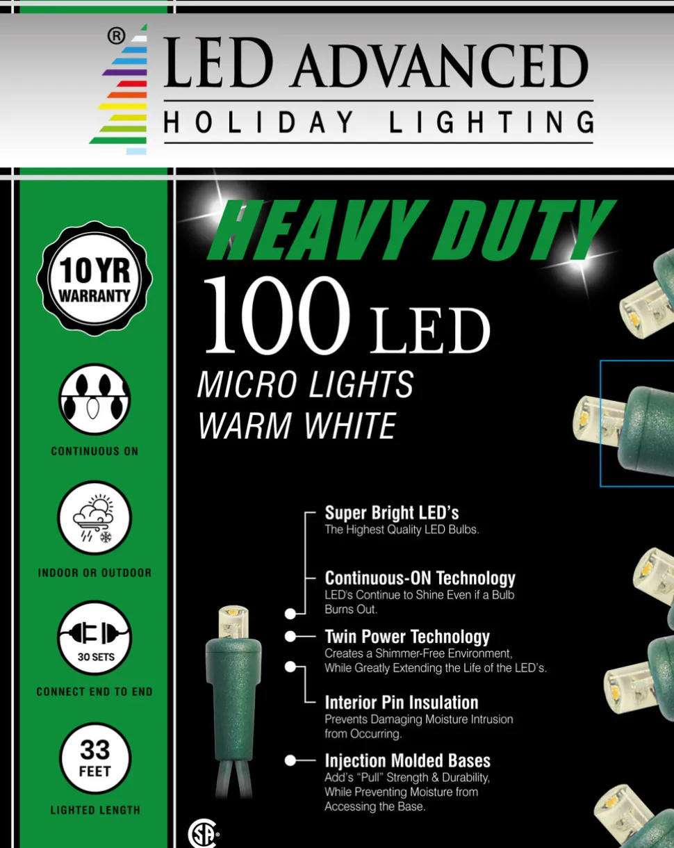 5mm Warm White 100 LED Light Set