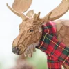 6.5" - 9" Moose with Cardinal & Plaid Scarf