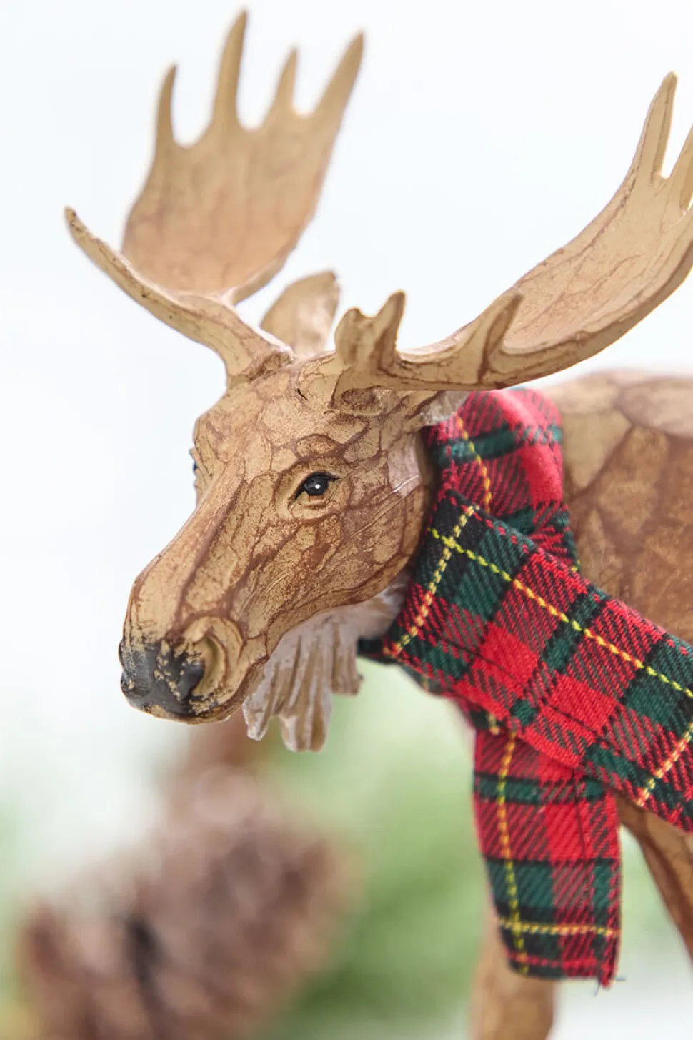 6.5" - 9" Moose with Cardinal & Plaid Scarf