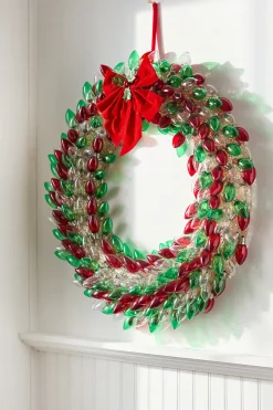 30" Mr. Christmas C9 Bulb Wreath - Red, Green & Clear