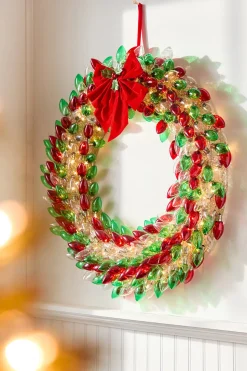 30" Mr. Christmas C9 Bulb Wreath - Red, Green & Clear