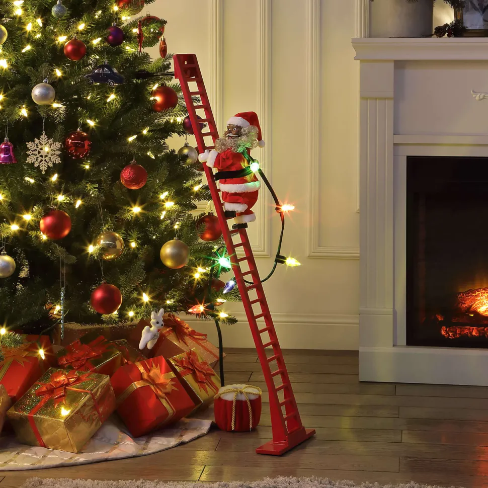 40" Mr. Christmas Super Climbing Santa - African American