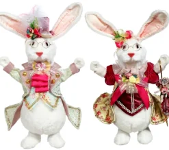 15" Mr & Mrs Fluffy Chubby Rabbit, Set of 2 - Mark Roberts