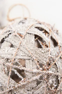 6" Natural Frost Vine Ball Ornament