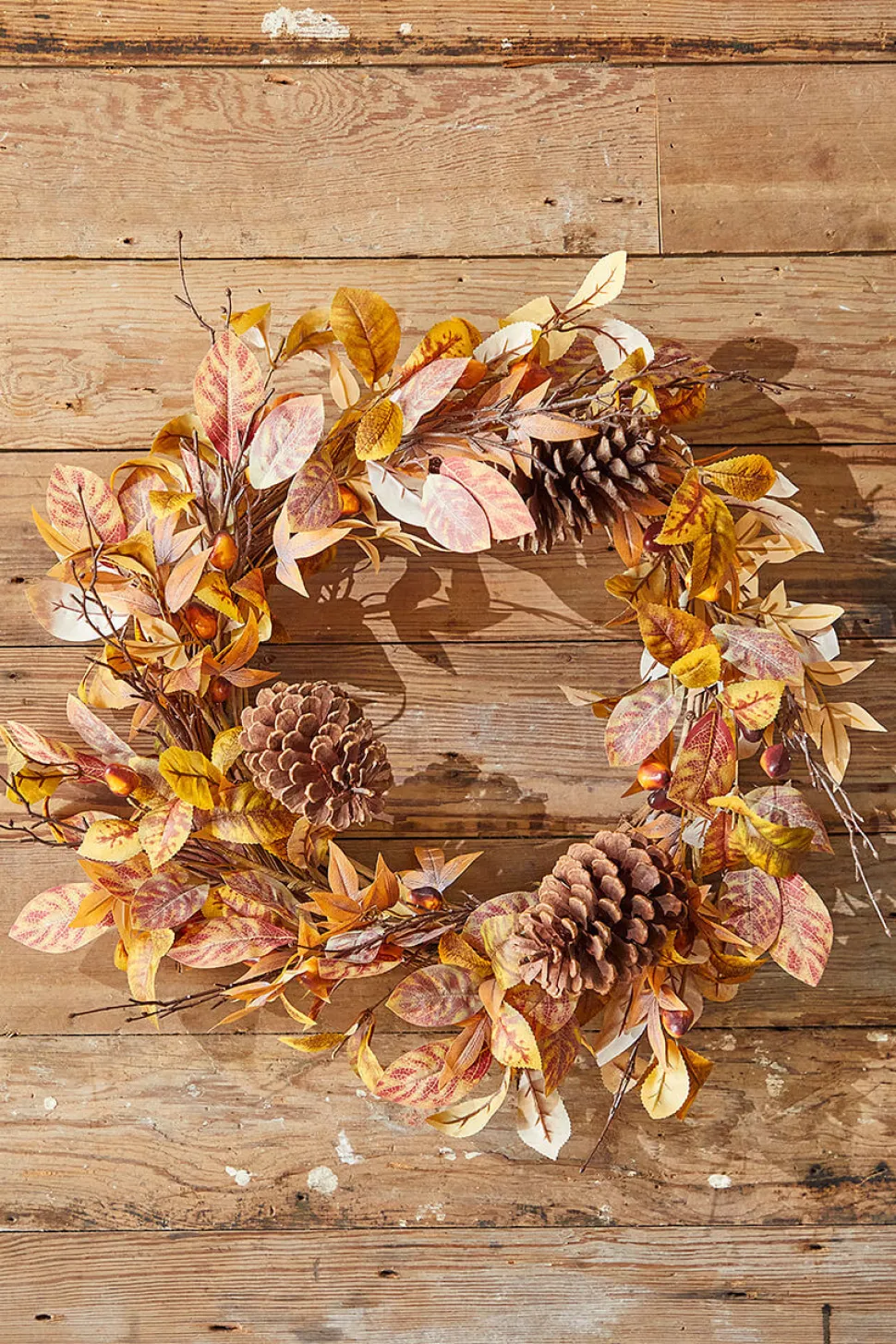 24" Natural Leaf Berry Cone Wreath