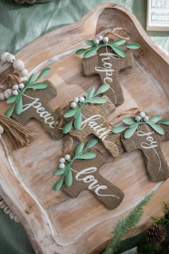 6" Natural Wood Cross Ornament