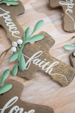 6" Natural Wood Cross Ornament