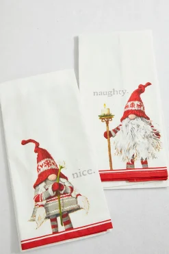 Naughty & Nice Gnome Tea Towels - Set of 2