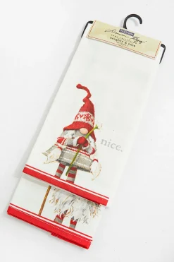 Naughty & Nice Gnome Tea Towels - Set of 2