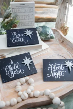 4.5" Navy Holy Night Plaque Ornament