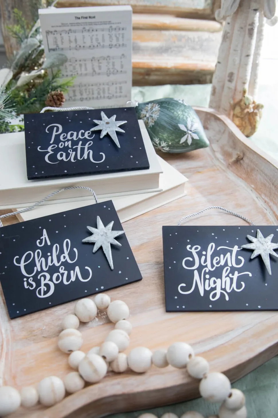 4.5" Navy Holy Night Plaque Ornament